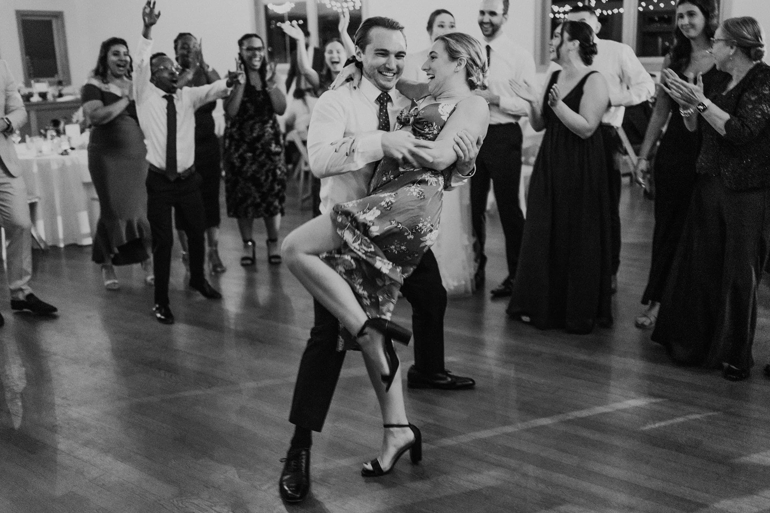 A dip in the middle of the circle, black and white